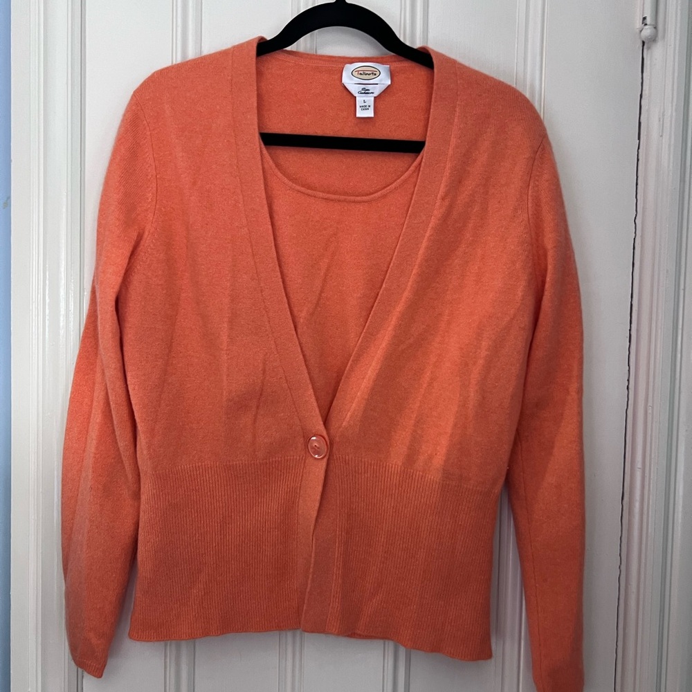 NWOT Talbots Women's Orange Cashmere Cardigan Sweater Set